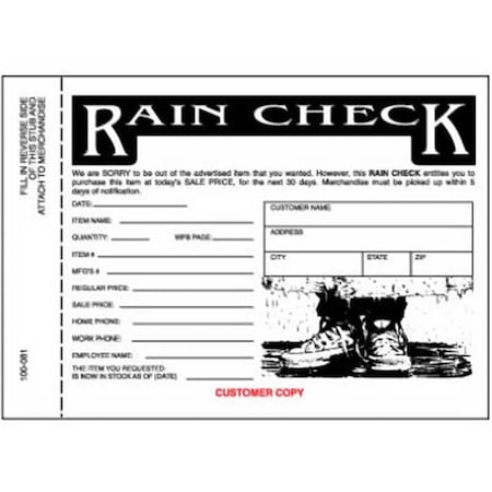 Centurion Medical Products Centurion 100081 3 Part Rain Check - 25 Pack 100081